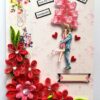 Red Quilled Flowers Birthday Greeting Card image