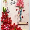 Red Quilled Flowers Birthday Greeting Card image