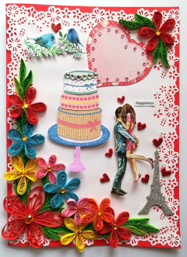 Multicolor Quilled Corner Anniversary Or Birthday Card image