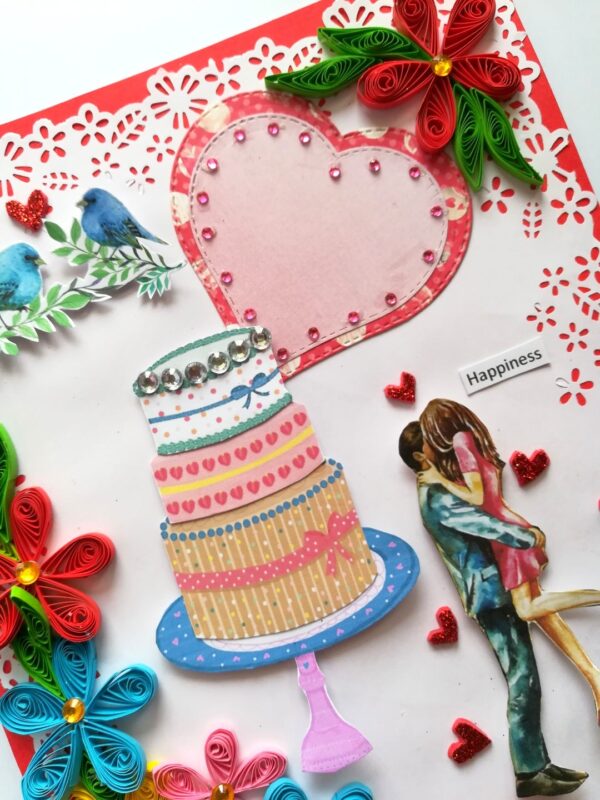 Multicolor Quilled Corner Anniversary Or Birthday Card image