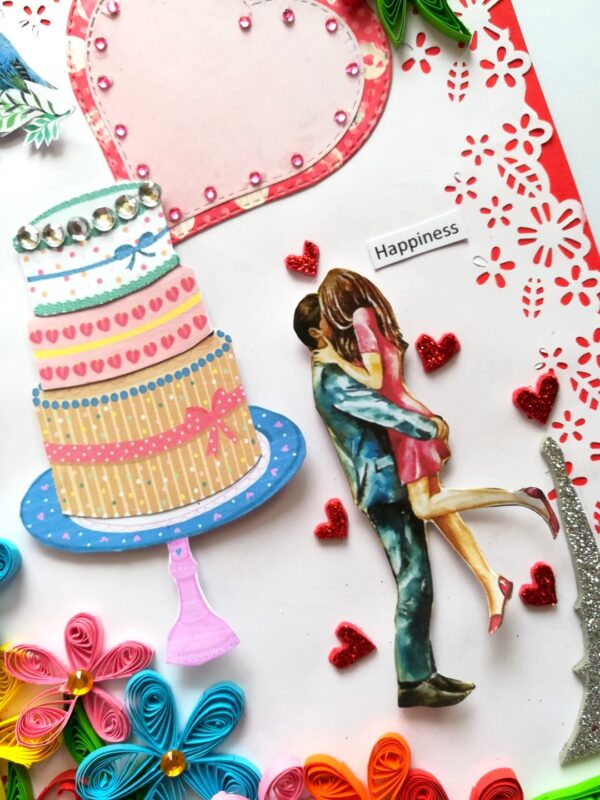 Multicolor Quilled Corner Anniversary Or Birthday Card image