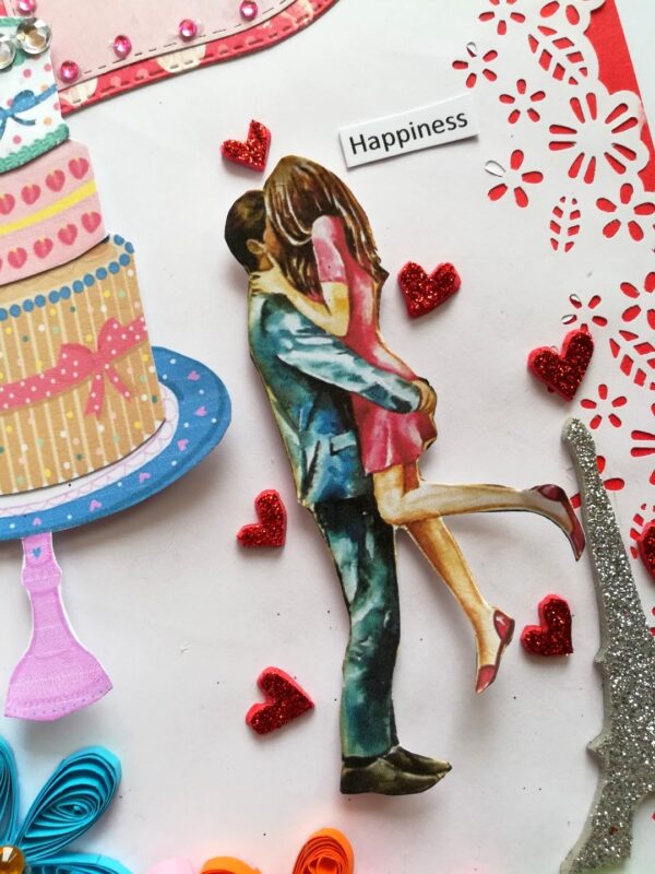 Multicolor Quilled Corner Anniversary Or Birthday Card image