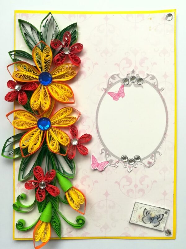 Quilled Flowers Side Design Card image Quilled Flowers Side Design Card image