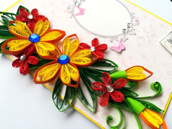 Quilled Flowers Side Design Card image Quilled Flowers Side Design Card image