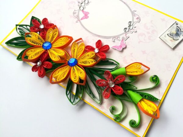 Quilled Flowers Side Design Card image Quilled Flowers Side Design Card image