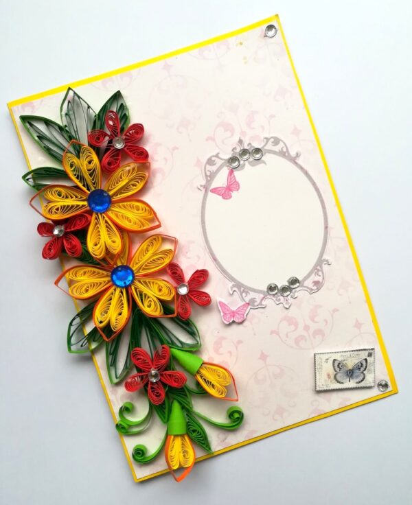 Quilled Flowers Side Design Card image Quilled Flowers Side Design Card image
