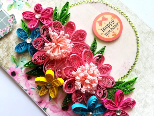 Multicolor Quilled Flowers Birthday Card image Multicolor Quilled Flowers Birthday Card image