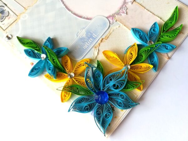 Blue Quilled Flowers Greeting Card image