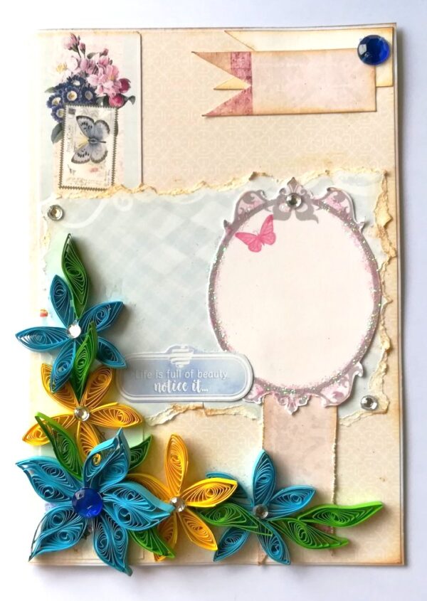 Blue Quilled Flowers Greeting Card image