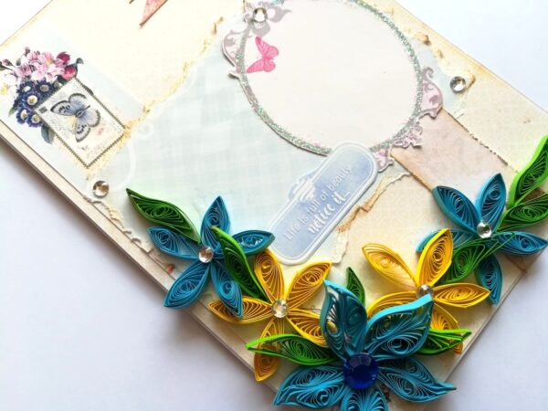 Blue Quilled Flowers Greeting Card image