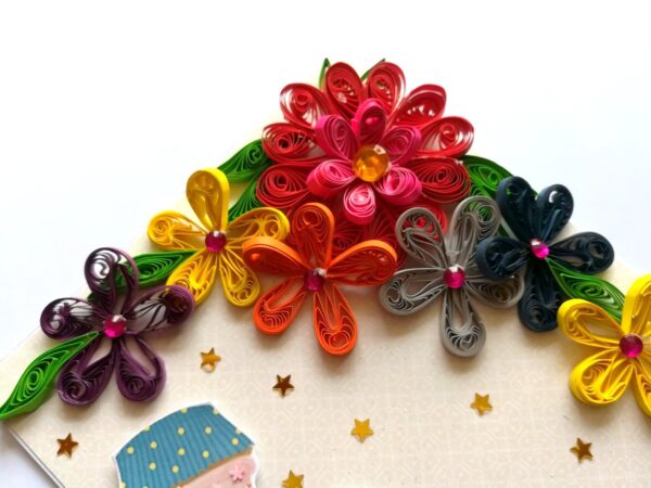 Multicolor Flowers in Corner Greeting Card image