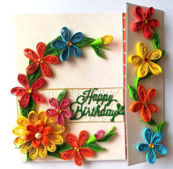 Multicolored Quilled Mini Scrapbook Greeting Card image