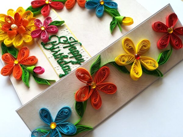 Multicolored Quilled Mini Scrapbook Greeting Card image