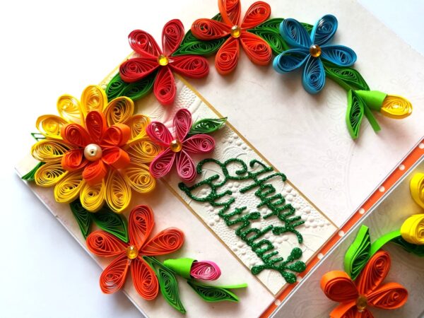Multicolored Quilled Mini Scrapbook Greeting Card image
