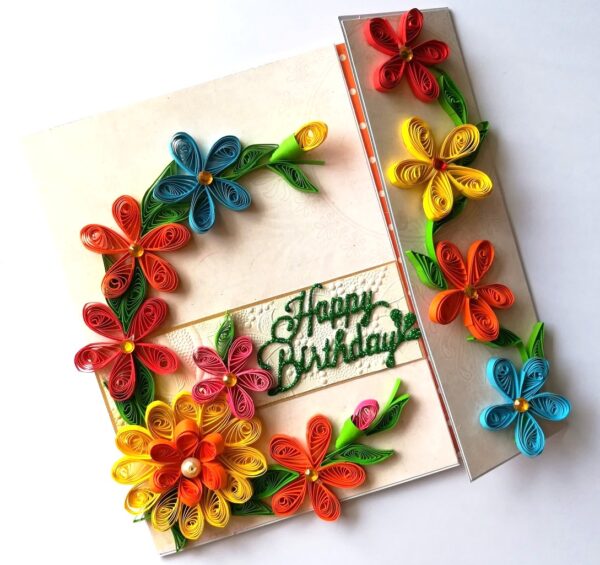 Multicolored Quilled Mini Scrapbook Greeting Card image