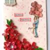 Red Quilled Flowers Birthday Greeting Card image