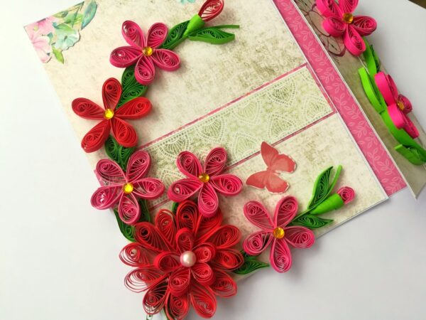 Red Themed Quilled Mini Scrapbook Greeting Card image