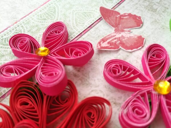 Red Themed Quilled Mini Scrapbook Greeting Card image