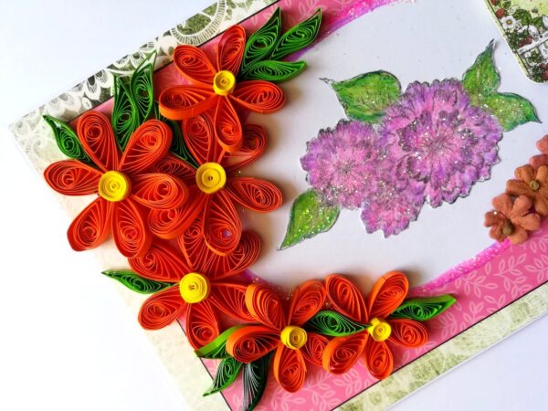 Orange Side Design Quilling Card image Orange Side Design Quilling Card image