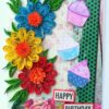 Multicolor Flowers Quilled Birthday Greeting Card image
