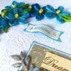 Blue Quilled Corner Flowers Birthday Greeting card image