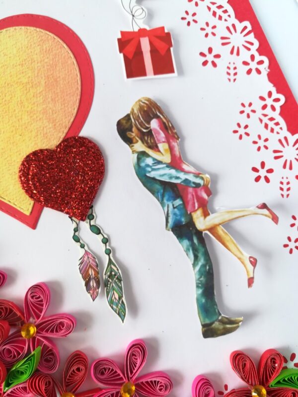 Red and Pink Quilled Corner Love Greeting Card image