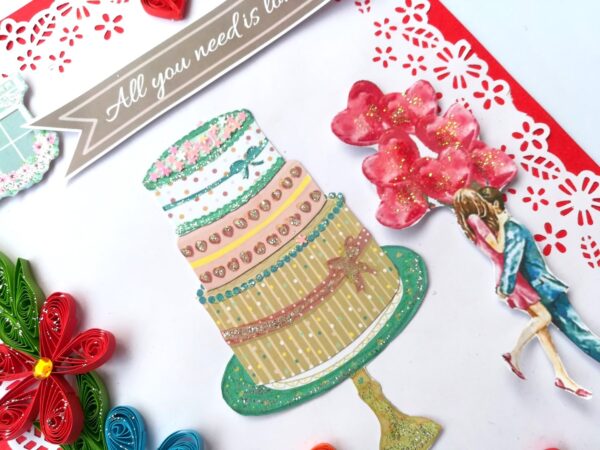 Multicolor Quilled Corner Anniversary Or Birthday Card image