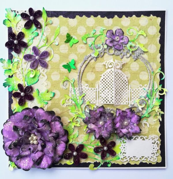 Sparkling Purple Handmade Flowers Greeting Card image