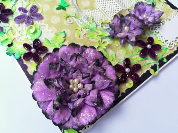 Sparkling Purple Handmade Flowers Greeting Card image