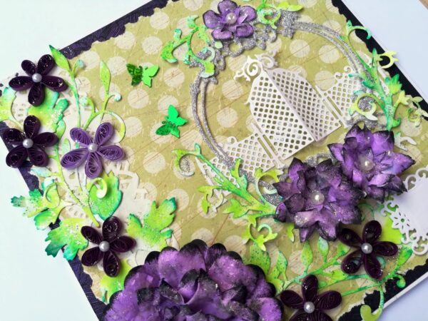 Sparkling Purple Handmade Flowers Greeting Card image