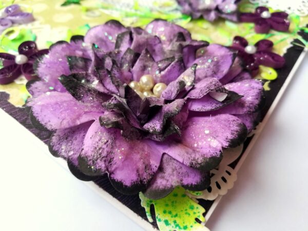 Sparkling Purple Handmade Flowers Greeting Card image