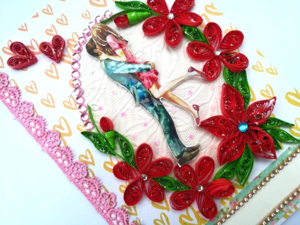 Red Themed Quilled Flowers Greeting Card image