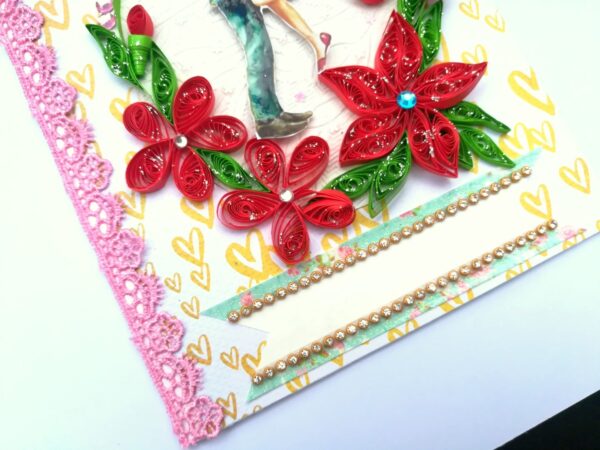Red Themed Quilled Flowers Greeting Card image