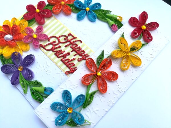 Multicolored Quilled Mini Scrapbook Greeting Card image