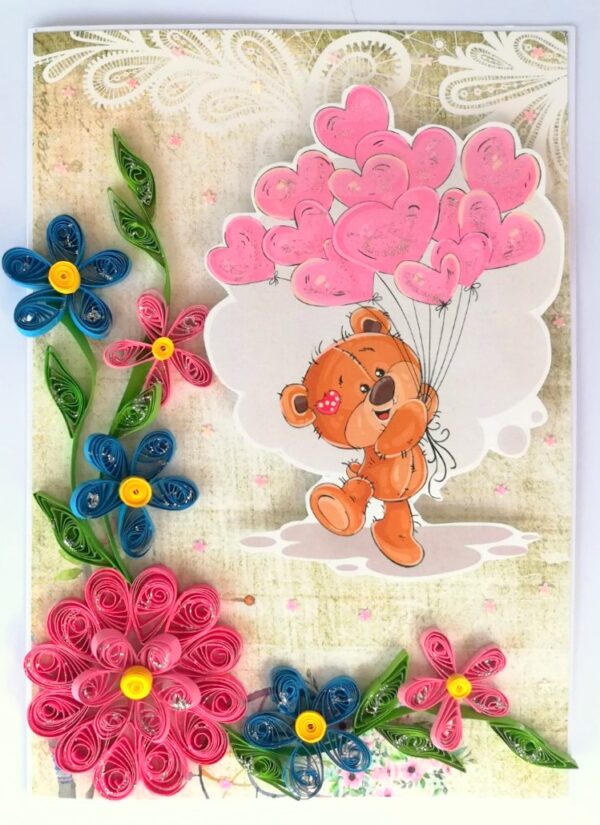 Teddy with Balloons Greeting Card image