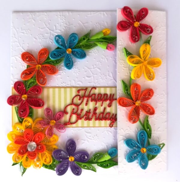 Multicolored Quilled Mini Scrapbook Greeting Card image