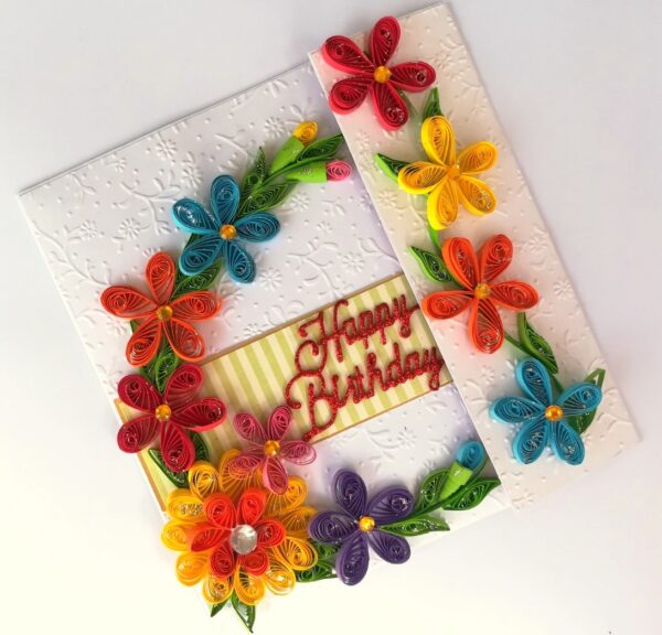 Multicolored Quilled Mini Scrapbook Greeting Card image