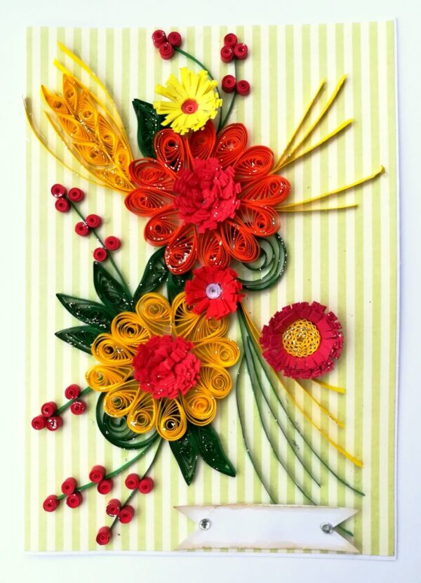 Yellow and Orange Quilled Greeting Card image