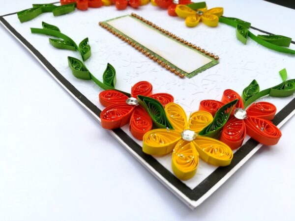 Yellow Orange Quilled Corner Greeting Card image