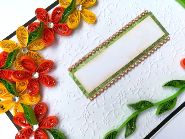 Yellow Orange Quilled Corner Greeting Card image