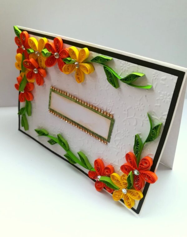 Yellow Orange Quilled Corner Greeting Card image