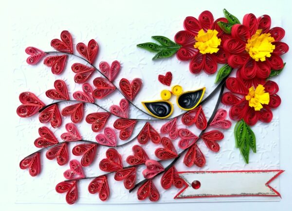Quilled Love Tree With Birds Greeting Card image