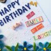 Blue Quilled Corner Flowers Birthday Greeting card image
