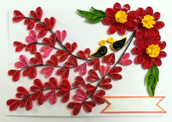 Quilled Love Tree With Birds Greeting Card image