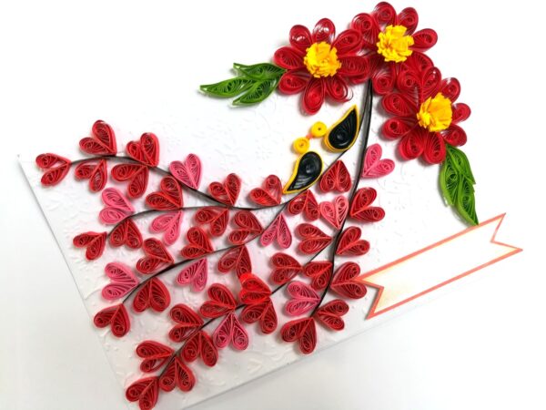 Quilled Love Tree With Birds Greeting Card image