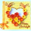 Yellow Themed Quilled Flowers in Heart Greeting Card image