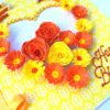 Yellow Themed Quilled Flowers in Heart Greeting Card image