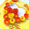 Yellow Themed Quilled Flowers in Heart Greeting Card image