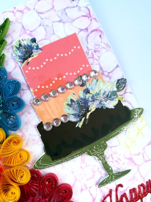 Multicolor Flowers Quilled Birthday Greeting Card -D1 image Multicolor Flowers Quilled Birthday Greeting Card -D1 image
