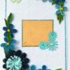 Blue Quilled Corner Flowers Greeting card - D1 image
